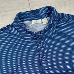 Rorie Whelan‎ Golf Polo Shirt Mens XL Blue Polka Dot Performance Stretch Wicking